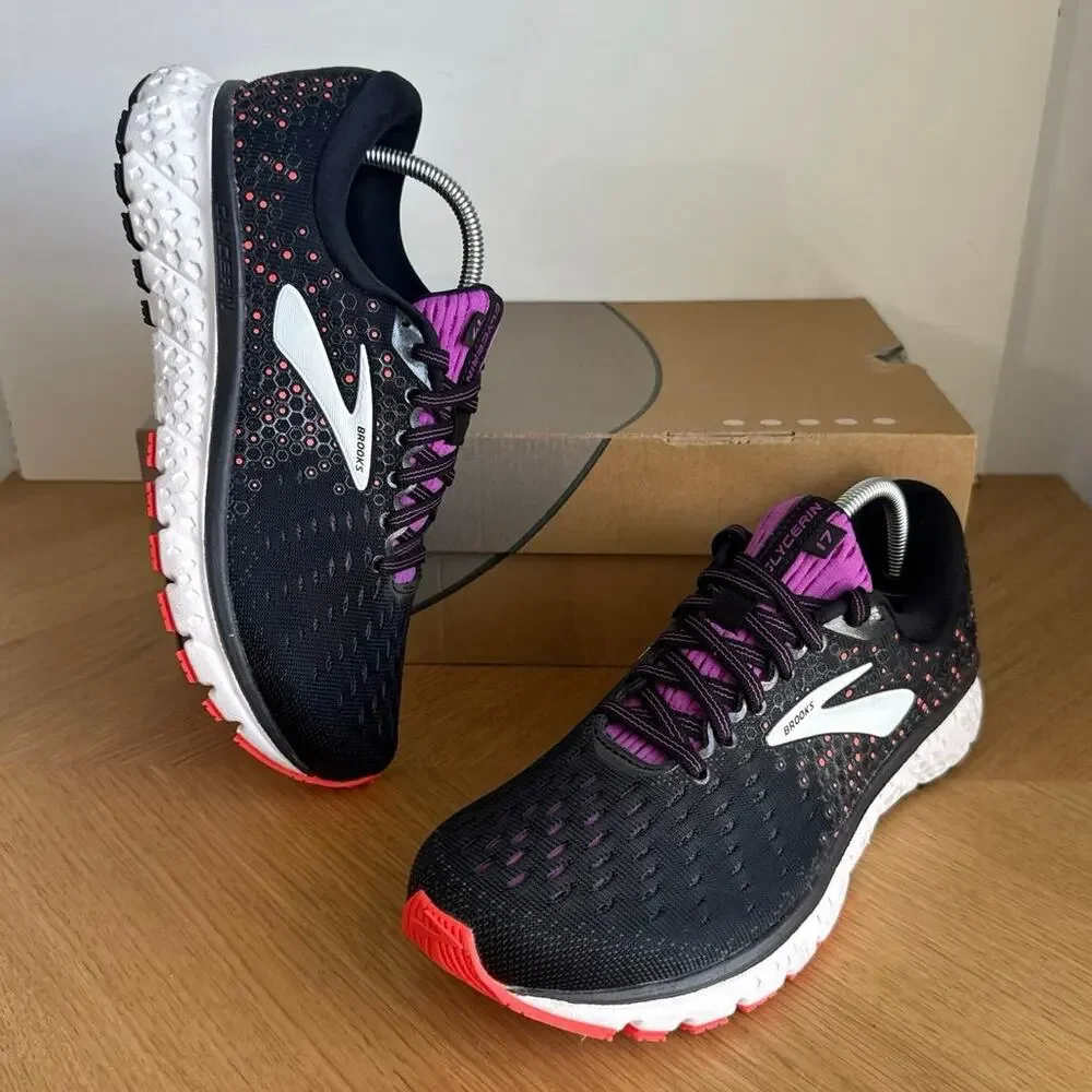 Brooks Glycerin 17 Black/ Coral/ Purple Women Running Sneakers- SZ 7.5 Wide